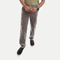 Rad prix Men Solid Grey Twill Trouser with Elastic Waist Band-thumb1