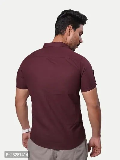 Rad prix Men Solid Maroon Pure Cotton Casual Shirt-thumb5