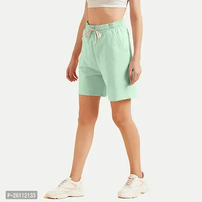 Womens Sea green  Solid  Shorts-thumb3