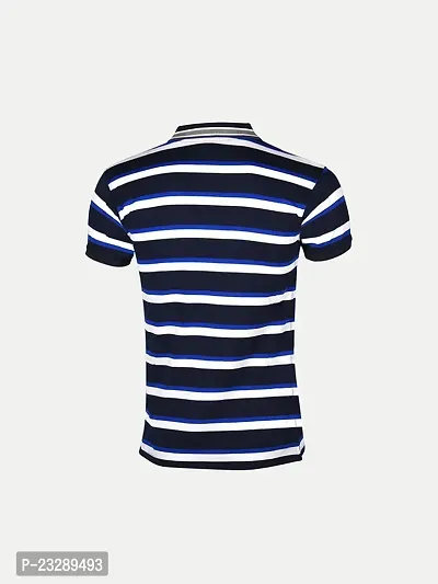 Mens Black Fashion Striped Cotton Polo T-Shirt-thumb4