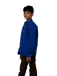 Boys Solid Royal Blue Cotton Shirts-thumb2