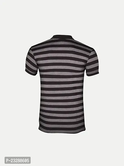 Mens Dark Navy Fashion Striped Cotton Polo T-Shirt-thumb4