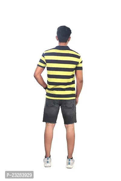 Rad prix Men Yellow and Black Thick Stripes Regular fit T-Shirt-thumb4