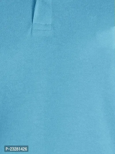 Men Basic Light Blue Polyester Polo T-Shirt-thumb4