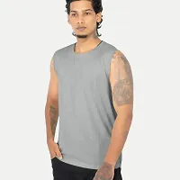 Sleeveless Grey Crew Neck Vest-thumb2