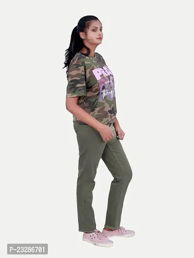 Rad prix Women Camo Printed Tees -Green Colour-thumb2