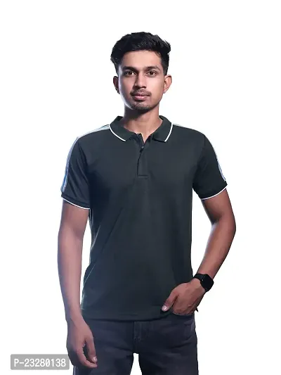 Rad prix Men Black Cotton Contrast Tipping Polo T-Shirt