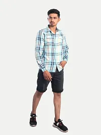 Rad prix Men Light Blue Checkered Casual Cotton Shirt-thumb2