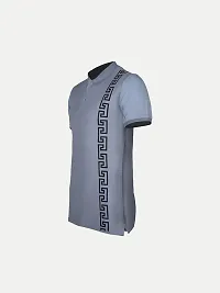 Mens Blue Cotton Fashion Printed Polo T Shirt-thumb1