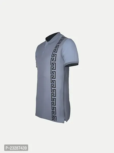 Mens Blue Cotton Fashion Printed Polo T Shirt-thumb2