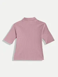 Rad prix Women Baby Pink Cropped Polo T Shirts-thumb4