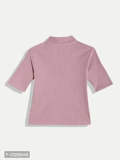 Rad prix Women Baby Pink Cropped Polo T Shirts-thumb5