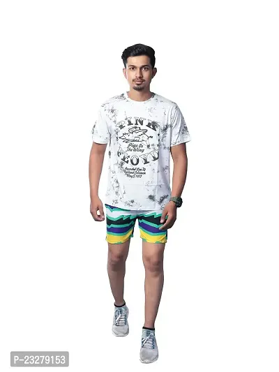 Rad prix Men White Abstract Printed Casual Shorts