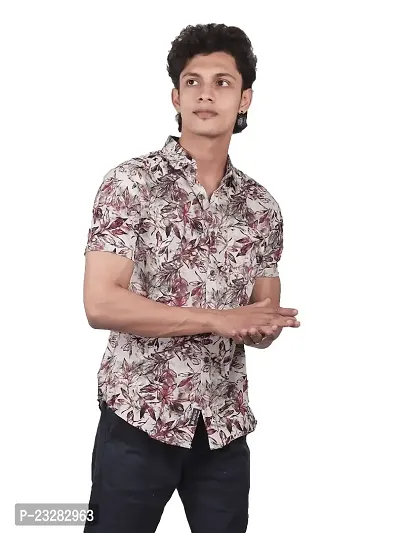 Men Casual Red Abstract Printed Cotton Shirt