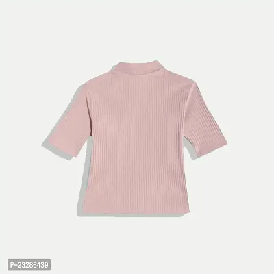 Rad prix Women Light Pink Cropped Polo T Shirts-thumb5