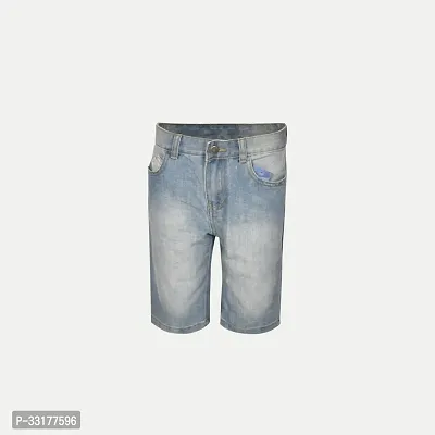 Elegant Blue Cotton Solid Shorts For Boys-thumb0