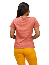 Womens Garment dye knit  Rust Cotton Henley T-shirts-thumb1