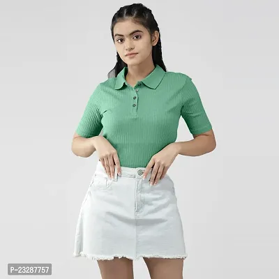 Rad prix Women Pale Green Cropped T Shirts-thumb4