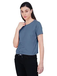 Womens Steel Blue Ruched Tops-thumb2