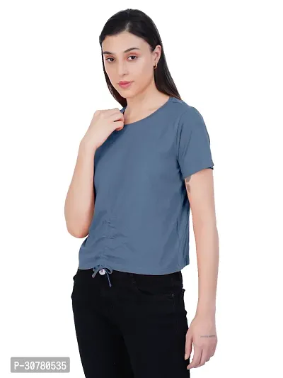 Womens Steel Blue Ruched Tops-thumb3