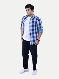 Rad prix Men Blue Checkered Casual Cotton Shirt-thumb1