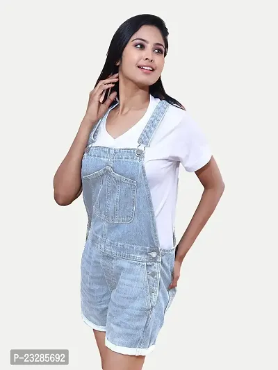 Rad prix Women Light Blue Denim Dungarees-thumb3