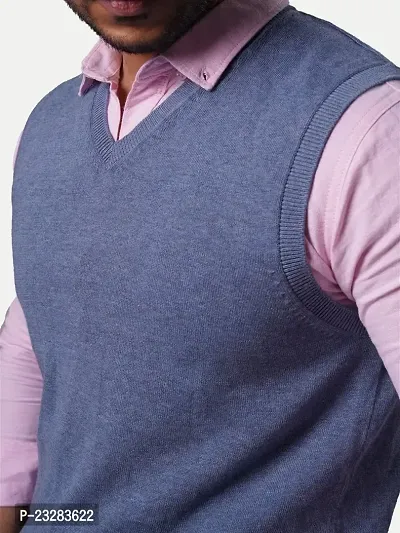 Rad prix Men Light Grey Oversized Sleeveless Sweater-thumb4
