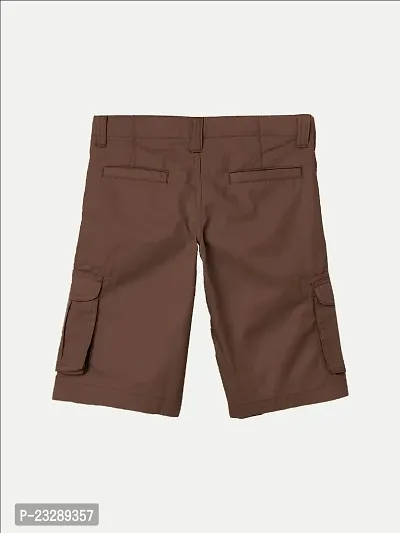 Boys Camo Print Brown Cotton Cargo Shorts-thumb4