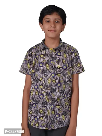 Rad prix Teen Boys Blue Graphic Floral Printed Shirt-thumb0