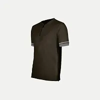 Rad prix Men Men Solid Tees Henley Neck- Olive Colour-thumb1