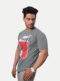 Rad prix Mens Light Grey Music Printed T-Shirt-thumb1