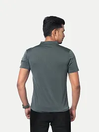 Rad prix Men Light Grey Active wear Zipper Half Sleeve T Shirt-thumb3