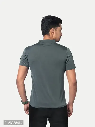 Rad prix Men Light Grey Active wear Zipper Half Sleeve T Shirt-thumb4