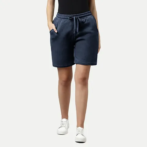 Womens Solid Knitted Casual Shorts