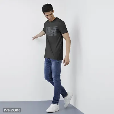 Stylish Black Cotton T-shirt For Men-thumb0