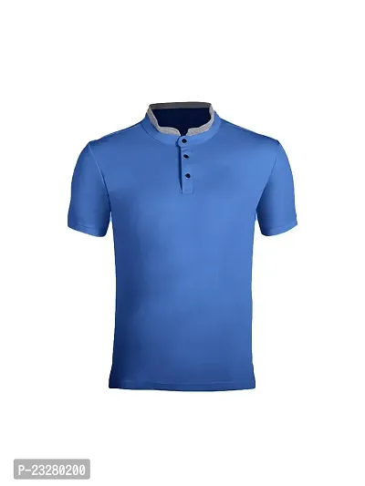Rad prix Men Blue Cotton Polo Collared T-Shirt-thumb0