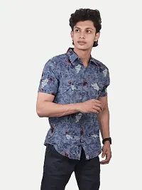 Rad prix Men Casual Blue Abstract Printed Cotton Shirt-thumb2