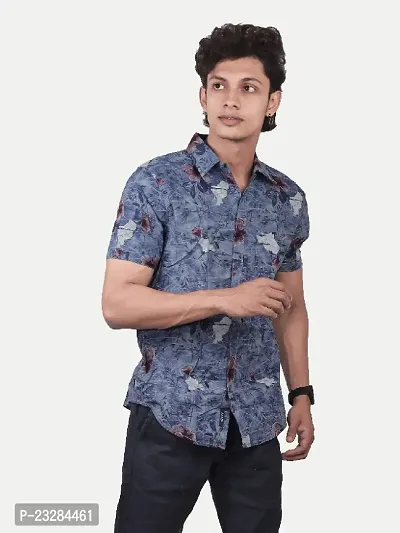 Rad prix Men Casual Blue Abstract Printed Cotton Shirt-thumb3