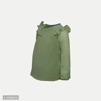 Rad prix Girls Pista Green Solid Blouse-thumb3