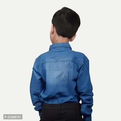 Rad prix Boys Mid Blue Washed Denim Shirt-thumb4