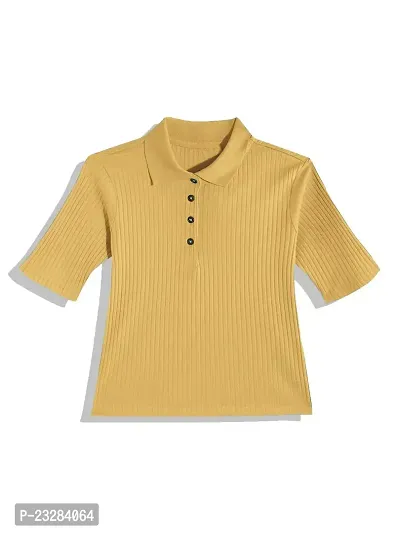 Women Yellow Cropped Polo T Shirts