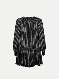 Women Black Stripe Printed Dress-thumb3