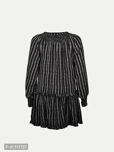 Women Black Stripe Printed Dress-thumb4