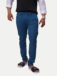 Rad prix Men Solid Cotton Light Blue Carrot fit Chinos Trousers-thumb1