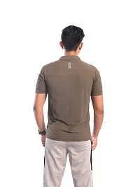 Men Basic Grey Polyester Polo Collared T-Shirt-thumb3