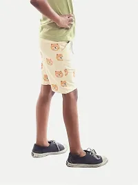 Teen Boys Cream Printed Shorts with Panda Prints-thumb1