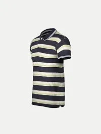 Mens Black Fashion Striped Cotton Polo T-Shirt-thumb1