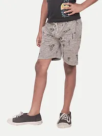 Rad prix Teen Boys Grey Melange Printed Shorts-thumb2