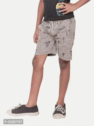 Rad prix Teen Boys Grey Melange Printed Shorts-thumb3