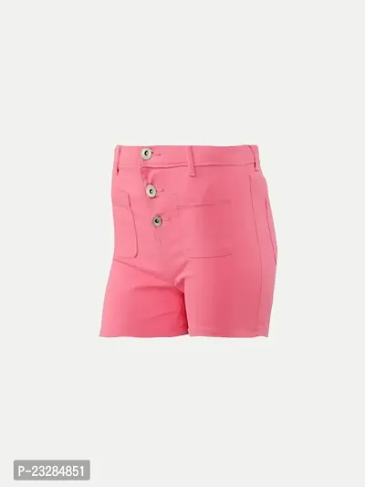 Rad prix Pink Solid Casual Shorts-thumb2